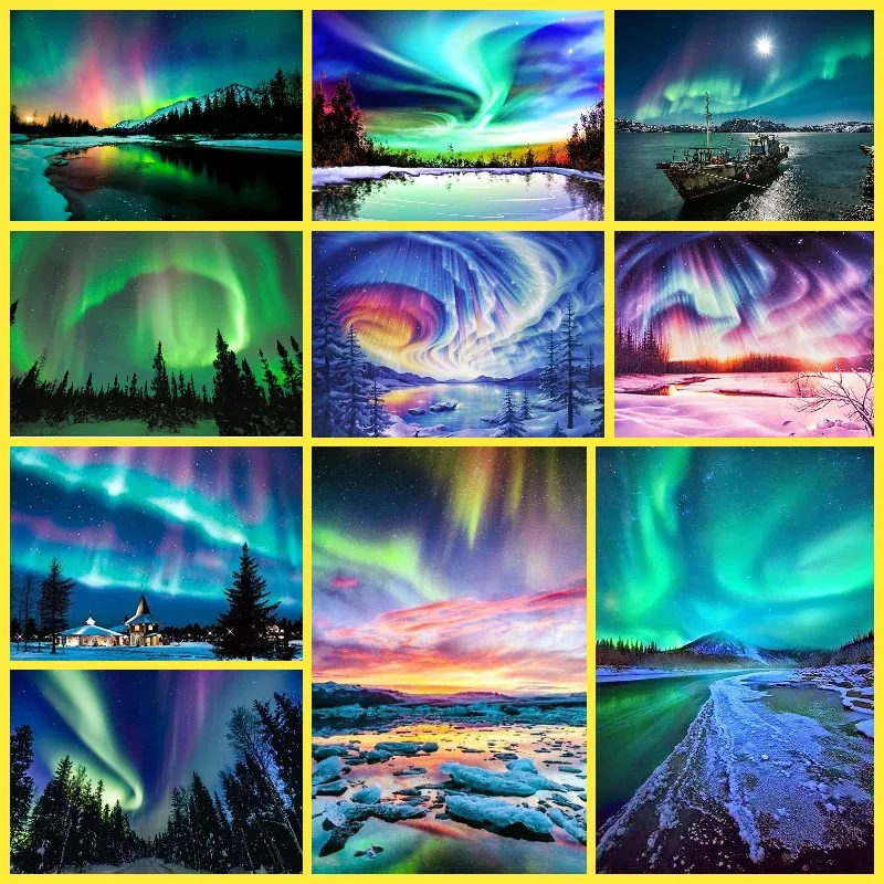 

Diamond Painting 5D DIY Dreamy Aurora Borealis Scenery Embroidery Mosaic Picture Full Drill Cross Stitch Art Kit Home Decor Gift