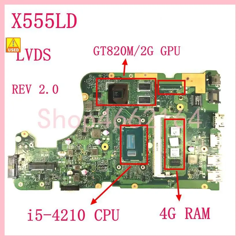 Материнская плата X555LD i5-4210U GT820M 4 Гб RAM для ASUS X555L A555L K555L F555L W519L X555LJ X555LF материнская