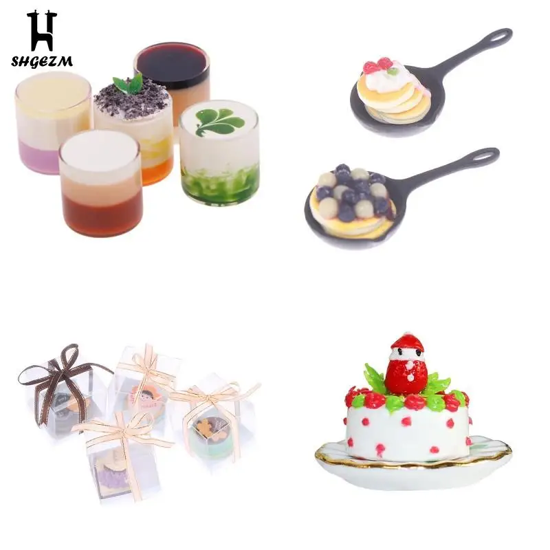 

1:12 Dollhouse Miniature Pan Chocolate Blueberry Strawberry Ice Cream Miniature Food Dolls Dessert Kitchen Toy Accessories