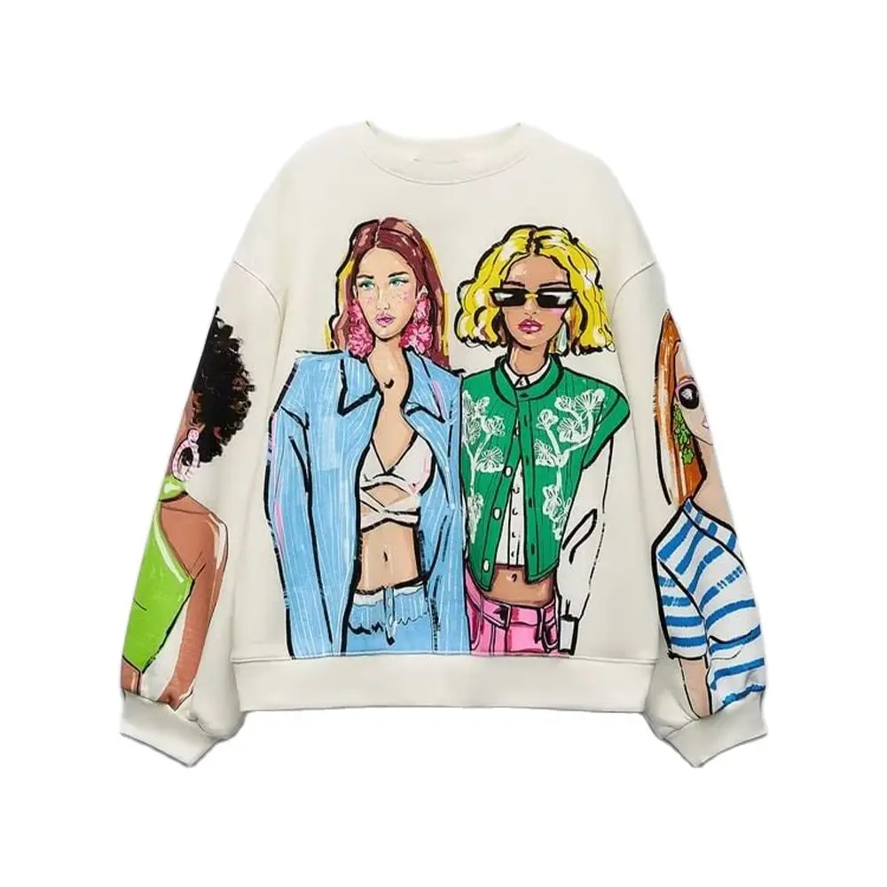 Women Autumn New Fashion Loose Print Basic Casual Sweatshirts Vintage O Neck Long Sleeve Female Pullovers Chic Tops
Women Autumn New Fashion Loose Print Basic Casual Sweatshirts Vintage O Neck Long Sleeve Female Pullovers Chic Tops