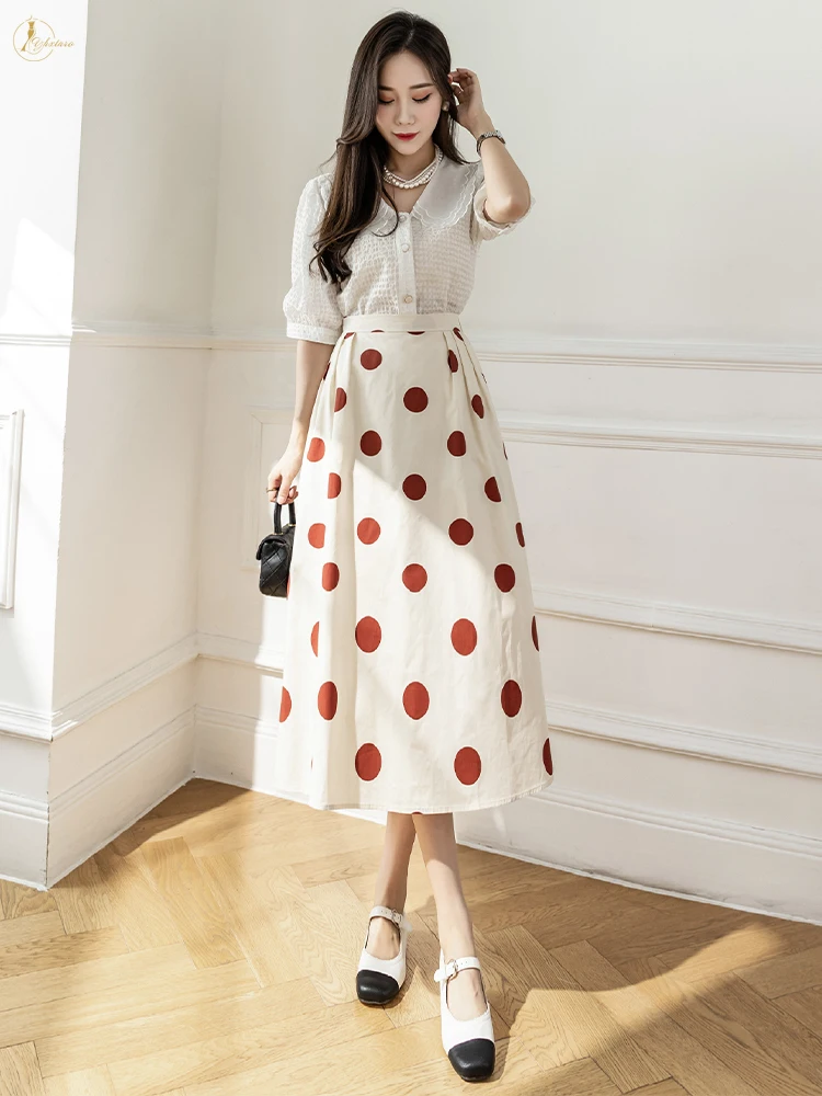 Summer Women's Polka Dot Skirt Korean High Waist A-Line Skirt Saia Feminina Vintage Print Swing Skirt Faldas Mujer Moda 2022
Summer Women's Polka Dot Skirt Korean High Waist A-Line Skirt Saia Feminina Vintage Print Swing Skirt Faldas Mujer Moda 2022