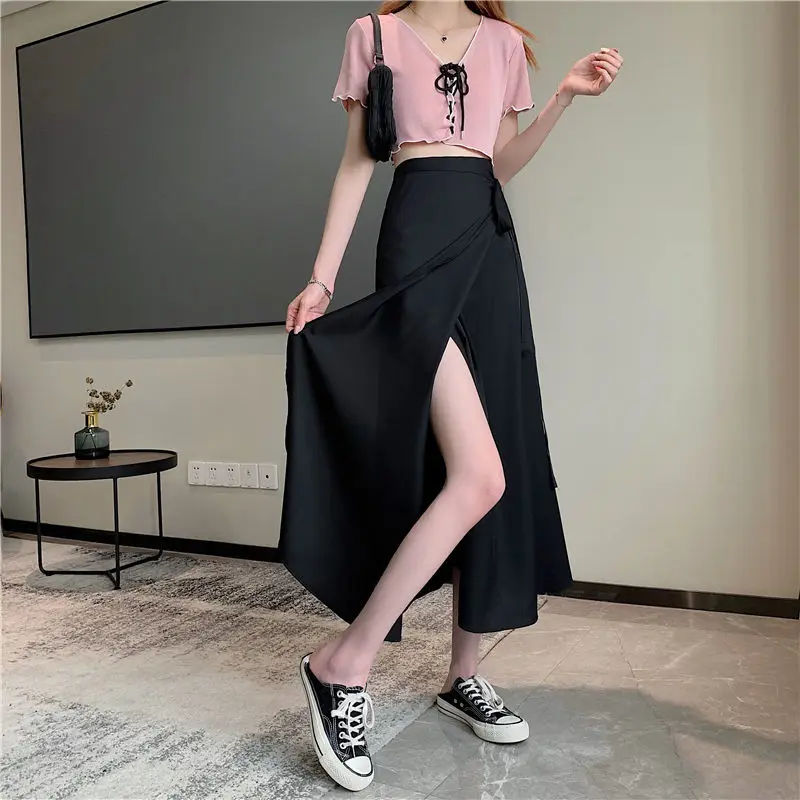 Summer Korean Vintage Chiffon Boho Skirt High Waist Elastic Elegant Chic A-Line Mini Skirts Split Long Skirt for Student 2022
Summer Korean Vintage Chiffon Boho Skirt High Waist Elastic Elegant Chic A-Line Mini Skirts Split Long Skirt for Student 2022