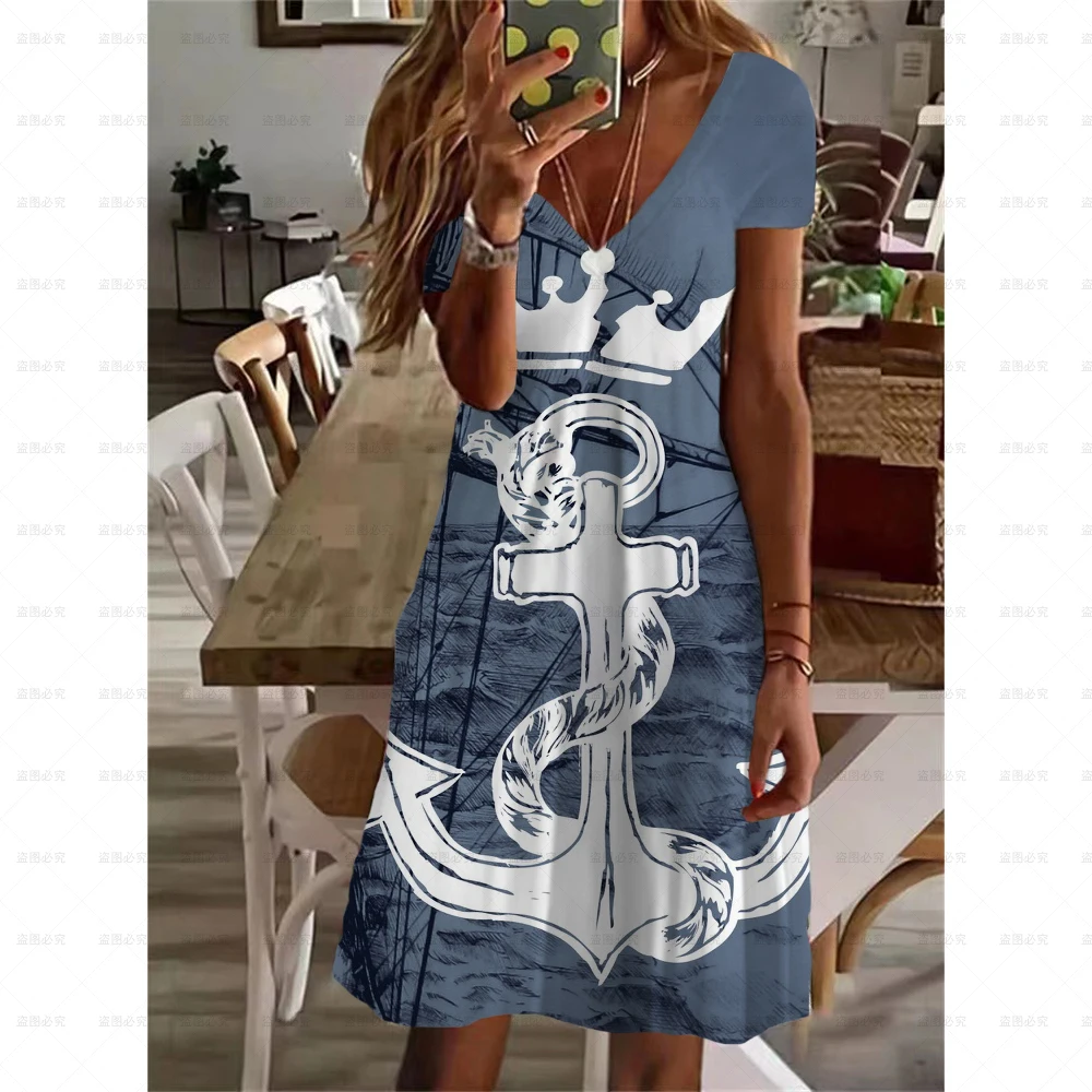 2022 Summer Elegant Women's Clothing Sexy Ship Sails Printed Knee Length Dress Fashion V Neck Short Sleeve Beach Pullover Dress
2022 Summer Elegant Women's Clothing Sexy Ship Sails Printed Knee Length Dress Fashion V Neck Short Sleeve Beach Pullover Dress