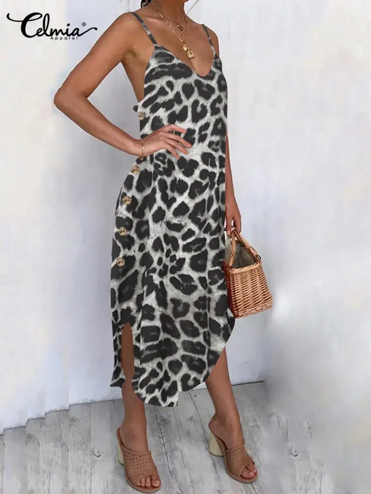 Celmia Casual Loose Sleeveless Sundress 2022 Summer Sexy Women Leopard Print Spaghetti Straps Beach Dress Button Midi Vestidos
Celmia Casual Loose Sleeveless Sundress 2022 Summer Sexy Women Leopard Print Spaghetti Straps Beach Dress Button Midi Vestidos