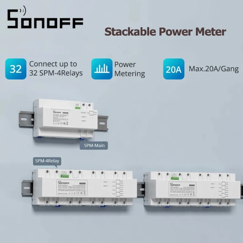 SONOFF SPM Штабелируемый измеритель мощности, переключатель 20 А, защита от перегрузки, умный выключатель, монитор энергопотребления, поддержка хранения данных
SONOFF SPM Штабелируемый измеритель мощности, переключатель 20 А, защита от перегрузки, умный выключатель, монитор энергопотребления, поддержка хранения данных
