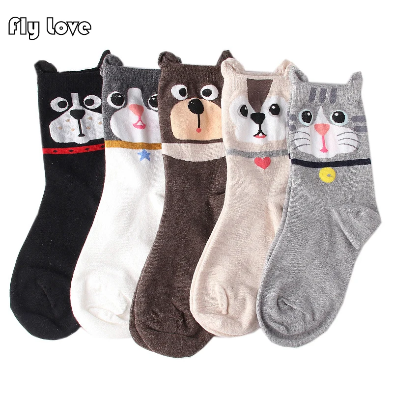 5 Pairs Women Socks Middle Tube Cute Cartoon Black Grey Brown Cat Dog Bear Breathable Sweat-absorbing Cotton Crew Socks with Ear
5 Pairs Women Socks Middle Tube Cute Cartoon Black Grey Brown Cat Dog Bear Breathable Sweat-absorbing Cotton Crew Socks with Ear