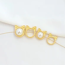 5pieces 11-13mm Dumb gold Cat ear beading ring DIY jewelry discovery necklace bracelet pearl separation accessories