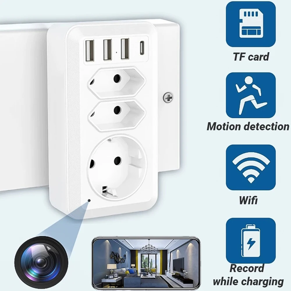 HD Portable Household Wall EU Plug Wireless IP Camera Wifi Remote Monitoring EU Standard Socket Mini Camera With USB Interface
HD Portable Household Wall EU Plug Wireless IP Camera Wifi Remote Monitoring EU Standard Socket Mini Camera With USB Interface