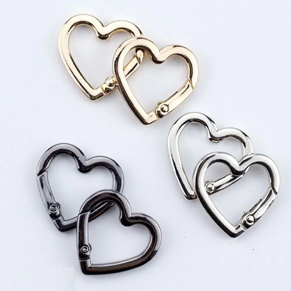 

5Pcs Heart Spring Ring Buckles Plated Gate Carabiner Bag Belt Buckle Snap Clasp Clip Zinc Alloy Hooks Purses Handbags Buckles