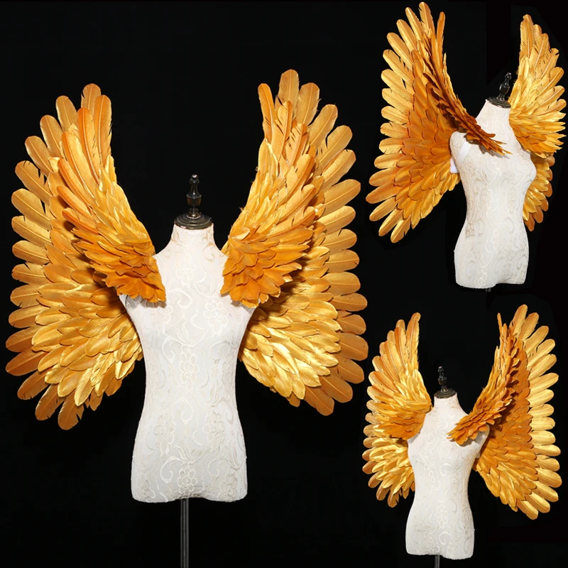 Characteristic Interior Wall Decoration Feather Wings Gold Color High Quality Luxury Angel Wings Creative Cosplay Costume Props 
Characteristic Interior Wall Decoration Feather Wings Gold Color High Quality Luxury Angel Wings Creative Cosplay Costume Props