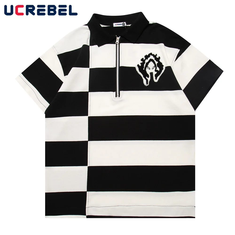 Staggered Stripe Short Sleeve Polo Shirt Mens Summer Streetwear Color Block Zipper Lapel Casual Half-Sleeve Cotton Top Men
Staggered Stripe Short Sleeve Polo Shirt Mens Summer Streetwear Color Block Zipper Lapel Casual Half-Sleeve Cotton Top Men