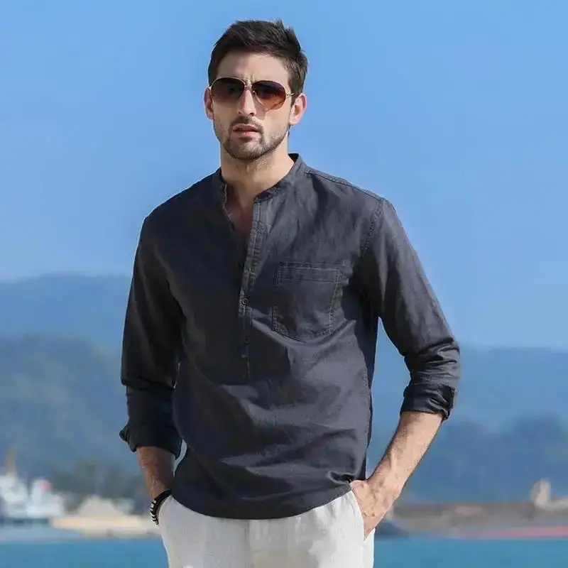 Men's Casual Long Sleeve Linen Shirts Fashion Autumn Spring Coton Linen Blouse Shirts Handsome Men Shirt
Men's Casual Long Sleeve Linen Shirts Fashion Autumn Spring Coton Linen Blouse Shirts Handsome Men Shirt