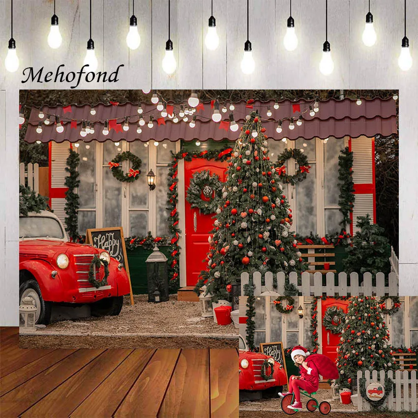 

Фон для фотосъемки Mehofond зима Рождество Ретро красный автомобиль Подарки Рождественская елка дети семья Праздник Вечеринка фон фотостудия