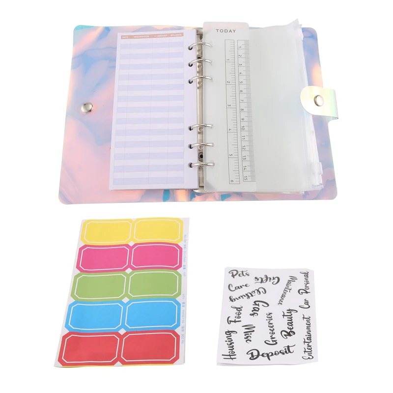 A6 Budget Binder, PVC Notebook 6-Ring Cover Planner Organizer With Budget Envelopes Sheets Pockets And Letters Labels
A6 Budget Binder, PVC Notebook 6-Ring Cover Planner Organizer With Budget Envelopes Sheets Pockets And Letters Labels
