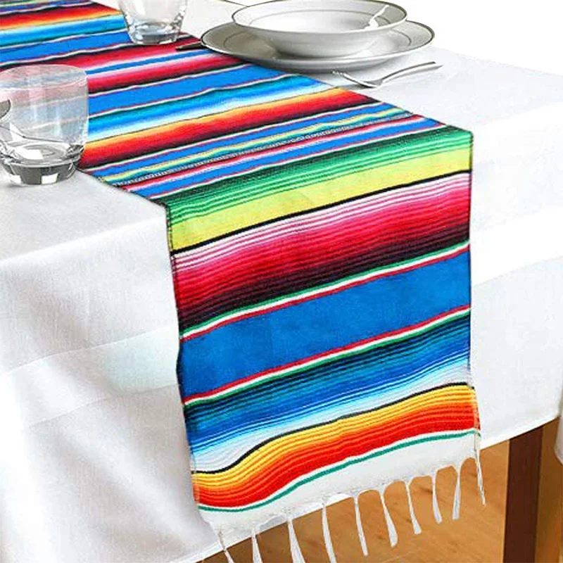 Mexican Pinata Party Serape Colorful Striped Fringe Cotton Table Runner Decorations Hand Woven Blanket Home Wedding Table Cover
Mexican Pinata Party Serape Colorful Striped Fringe Cotton Table Runner Decorations Hand Woven Blanket Home Wedding Table Cover