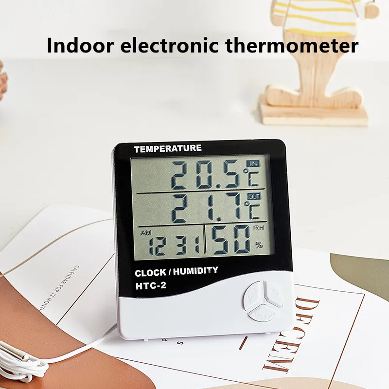 LCD Electronic Digital Temperature Humidity Meter Indoor Multifunction Thermometer Hygrometer Weather Station Clock HTC-1 HTC-2
LCD Electronic Digital Temperature Humidity Meter Indoor Multifunction Thermometer Hygrometer Weather Station Clock HTC-1 HTC-2