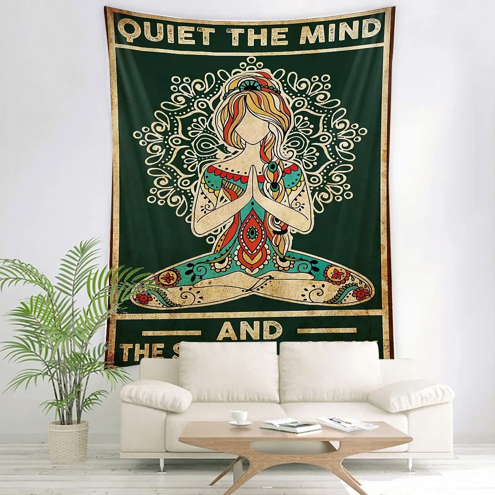 

Yoga Women Buddha Wall Hanging Tapestry Art Sports Theme Blanket Curtain Hanging Home Bedroom Living Room Decoration Women Gifts