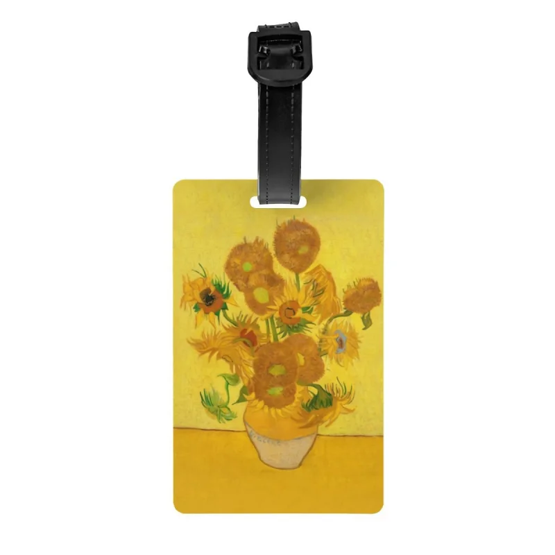 

Custom Vincent Van Gogh Sunflowers Luggage Tag Privacy Protection Sun Flowers Baggage Tags Travel Bag Labels Suitcase
