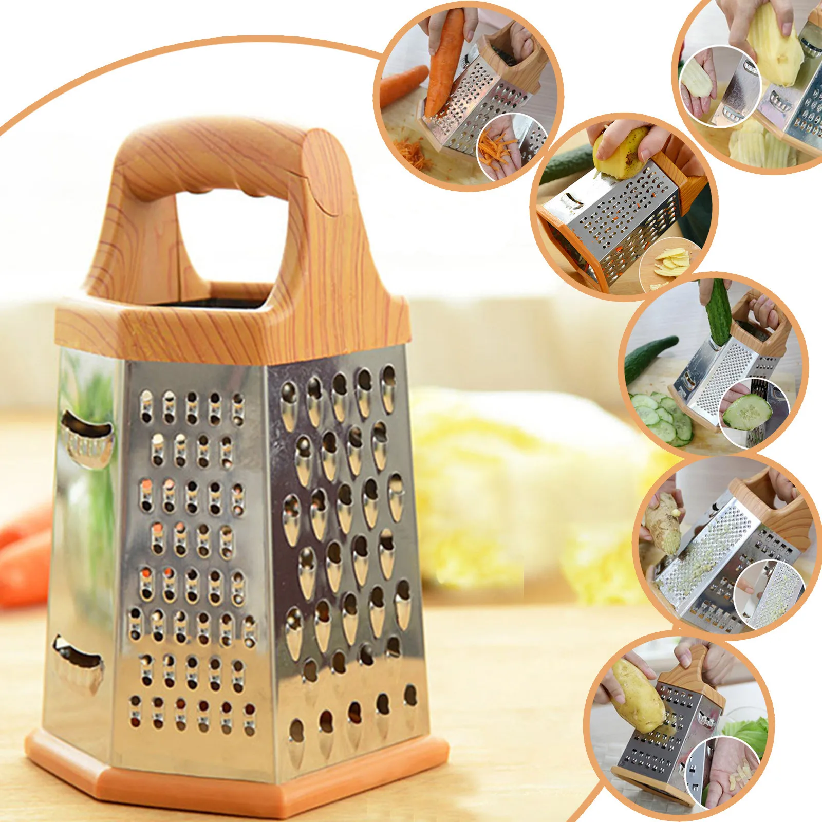 Kitchen Stainless Steel 6-sided Blades Cheese Vegetables Grater Carrot Cucumber Slicer Cutter Box Container Kitchen Tools Cocina 
Kitchen Stainless Steel 6-sided Blades Cheese Vegetables Grater Carrot Cucumber Slicer Cutter Box Container Kitchen Tools Cocina