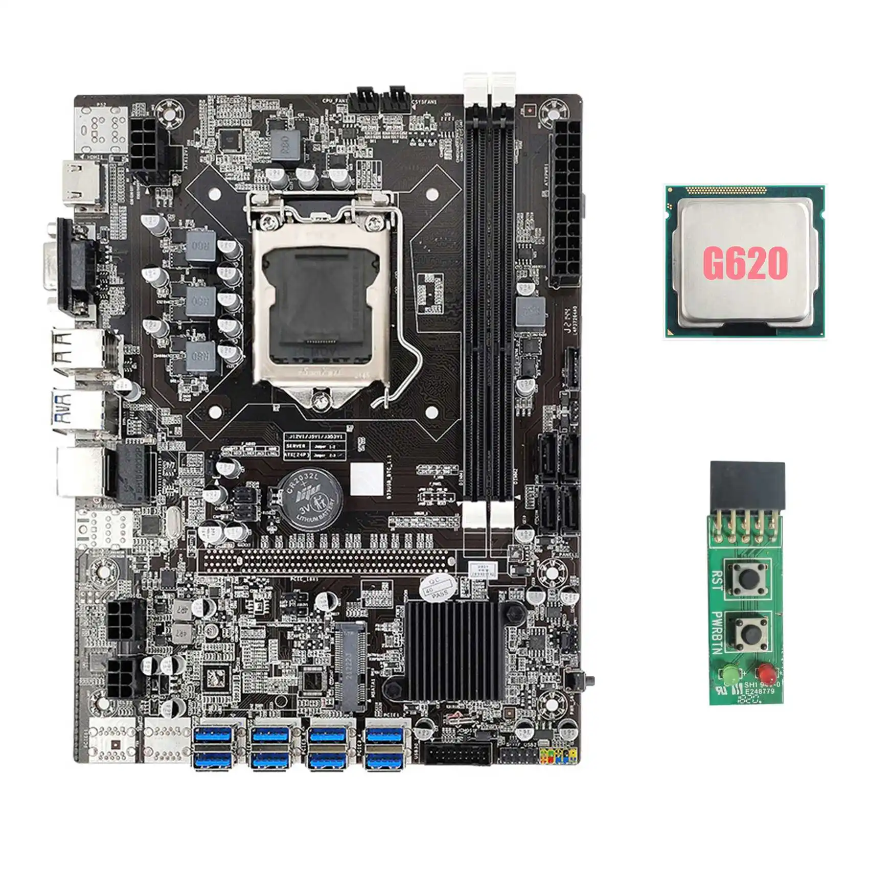 Материнская плата B75 USB ETH для майнинга, 8XUSB3.0 + G620 ЦП + коммутационная плата LGA1155 DDR3 MSATA USB3.0 B75, материнская плата для майнинга USB BTC
Материнская плата B75 USB ETH для майнинга, 8XUSB3.0 + G620 ЦП + коммутационная плата LGA1155 DDR3 MSATA USB3.0 B75, материнская плата для майнинга USB BTC