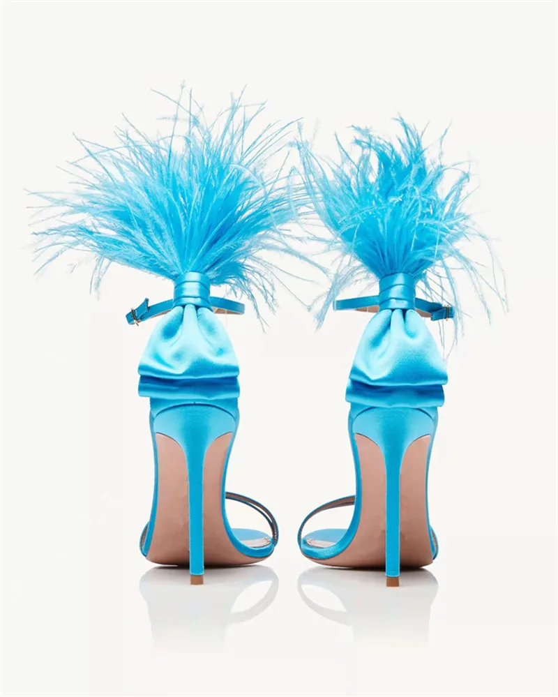 Blue Green Satin Sexy Stiletto Peep Toe Sandal Women Thin High Heels New Design Back Feather Party Dress Wedding Shoes Pumps
Blue Green Satin Sexy Stiletto Peep Toe Sandal Women Thin High Heels New Design Back Feather Party Dress Wedding Shoes Pumps