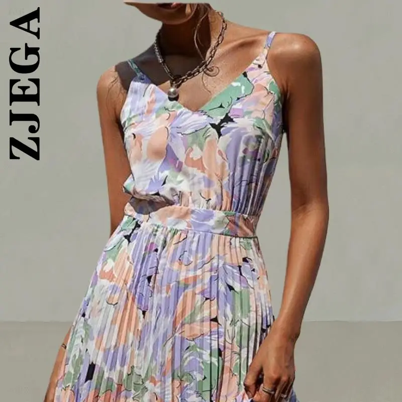 Zjega Dress New Women Vocation Style V-neck holiday pleated print summer dress Stylish Korean Woman Clothes Female Vestidos
Zjega Dress New Women Vocation Style V-neck holiday pleated print summer dress Stylish Korean Woman Clothes Female Vestidos