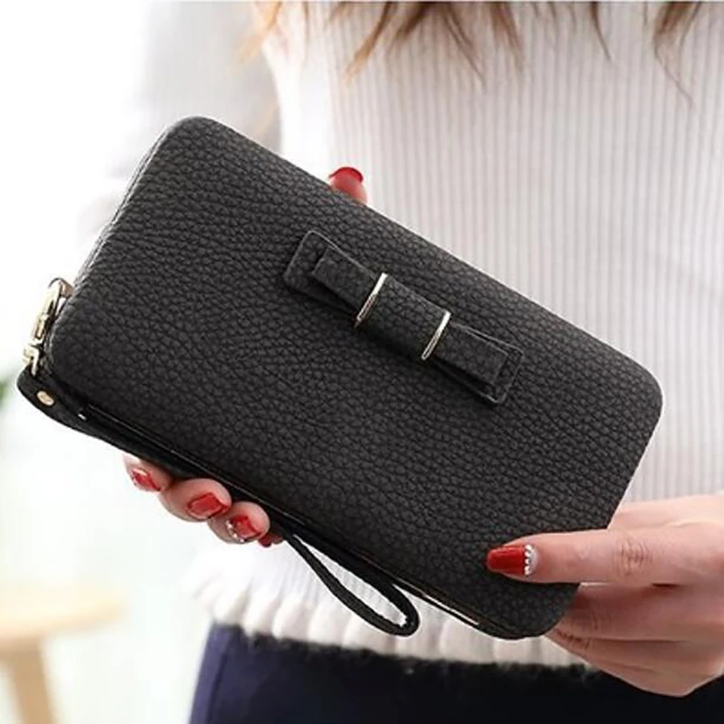 

2022 New Bow Short Women's Wallet PU Leather Multi color Women Wallets For Ladies Card Holder Long Purse Long Wallet