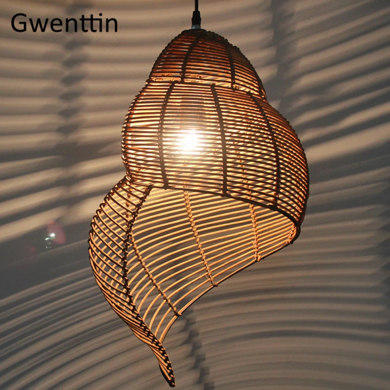 

Bamboo Pendant Lamps Creative Sea Snail Hanging Lighting Chandelier Dining Room Light Fixtures for Celling Southeast Asia Decor