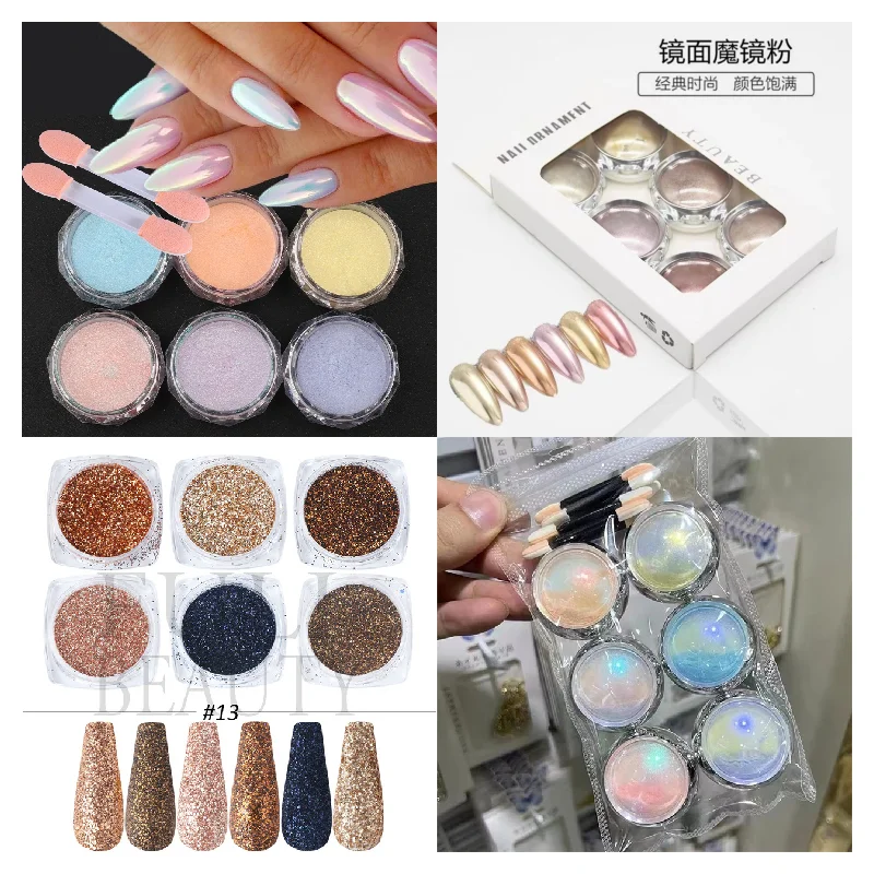 6Colors Aurora Mirror Nail Glitter Powder Solid Electroplating Dust Pigment Chrome Dirty Powder Nail Art Decoration For Manicure
6Colors Aurora Mirror Nail Glitter Powder Solid Electroplating Dust Pigment Chrome Dirty Powder Nail Art Decoration For Manicure
