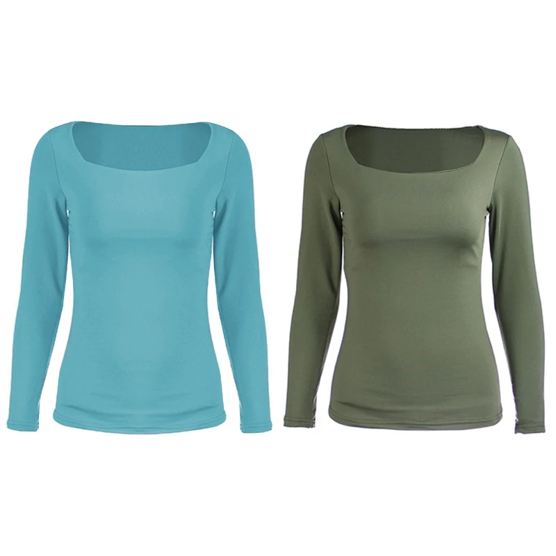 2X Women's Sexy Solid Color Slim Square Collar Long Sleeve T-Shirt Bottoming Top S Size Armygreen/Light Blue
2X Women's Sexy Solid Color Slim Square Collar Long Sleeve T-Shirt Bottoming Top S Size Armygreen/Light Blue
