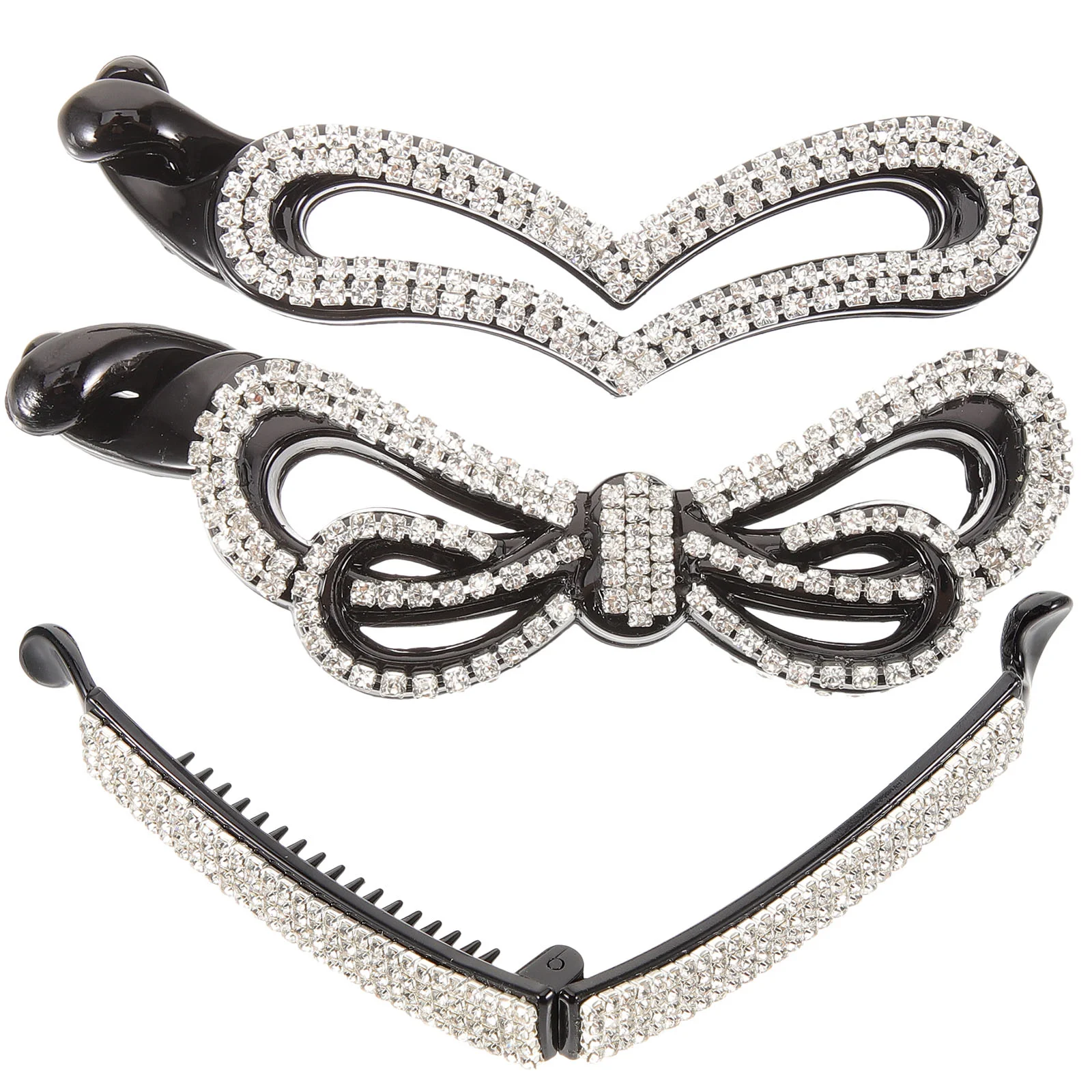 3 Pcs Banana Hair Clip Black Barrettes Ponytail Holder Toothed Rhinestone French 
3 Pcs Banana Hair Clip Black Barrettes Ponytail Holder Toothed Rhinestone French