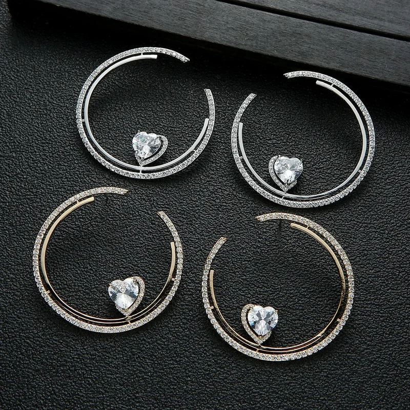 RAKOL Luxury Bright Full Micro Cubic Zirconia Heart In Circle Earrings For Women 2022 Trendy Jewelry Bridal Dress Accessories
RAKOL Luxury Bright Full Micro Cubic Zirconia Heart In Circle Earrings For Women 2022 Trendy Jewelry Bridal Dress Accessories