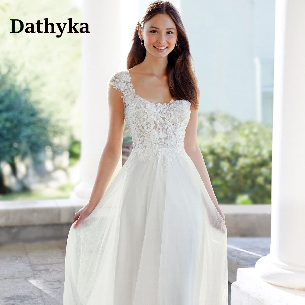 Dathyka Simple Lace O-Neck Wedding Dresses For Mariages Backless Short Sleeves Wedding Gown For Bride Custom Made Robe De Mariée
Dathyka Simple Lace O-Neck Wedding Dresses For Mariages Backless Short Sleeves Wedding Gown For Bride Custom Made Robe De Mariée
