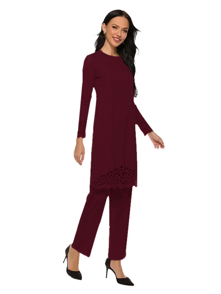 Muslim Sets Women 2 Pieces Long Blouse Top Pants Dubai Turkey Kaftan Casual Islamic Clothing Arab Abaya Robe Dress Ramadan Suits
Muslim Sets Women 2 Pieces Long Blouse Top Pants Dubai Turkey Kaftan Casual Islamic Clothing Arab Abaya Robe Dress Ramadan Suits