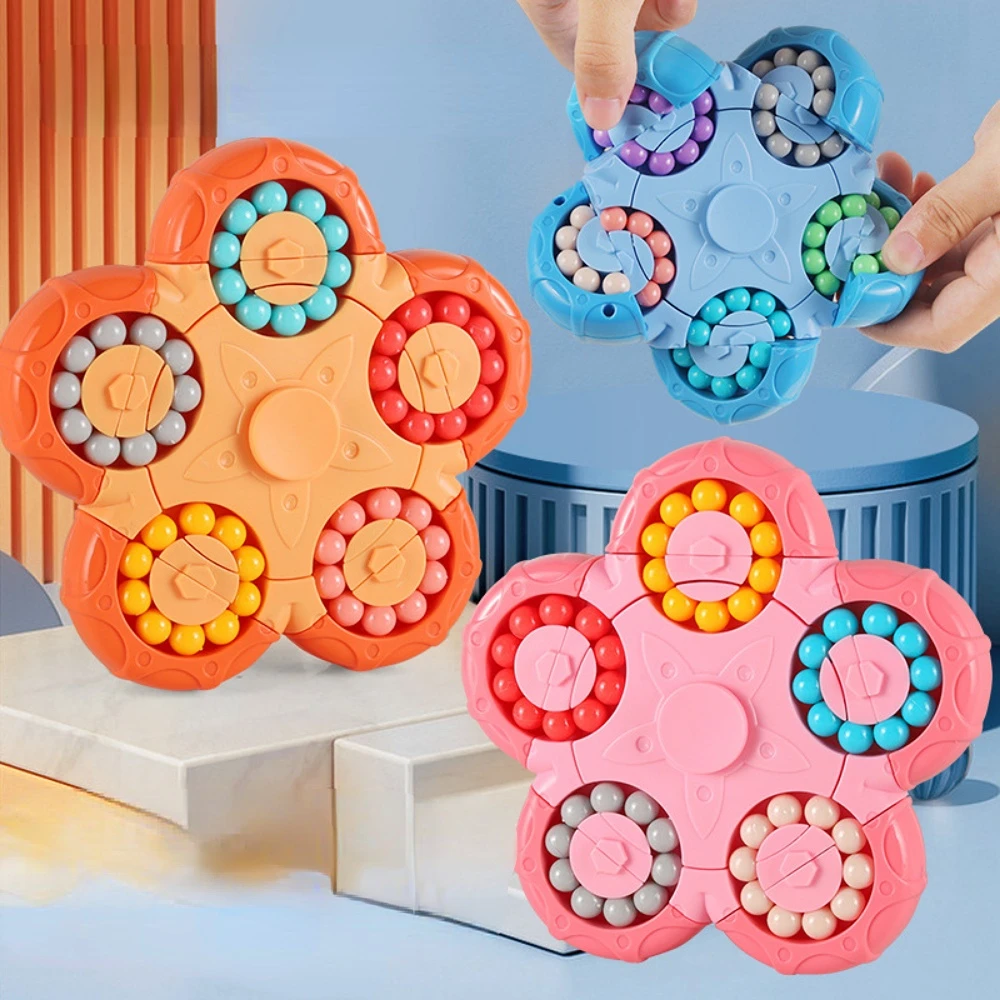 

Montessori Rotation Magic Beans Spin Bead Puzzles Game Antistress Learning Educational Magic Rotation Disk for Children