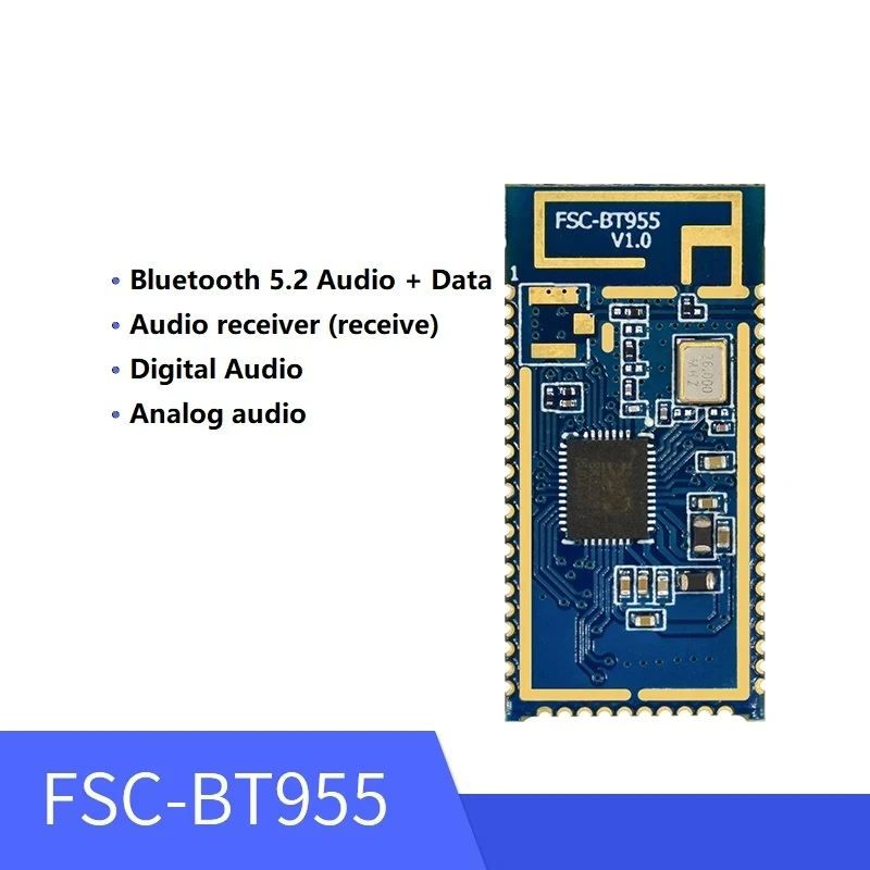 Модуль приема аудио Bluetooth 5,2, беспроводной последовательный порт, двухрежимный аудио модуль FSC-BT955
Модуль приема аудио Bluetooth 5,2, беспроводной последовательный порт, двухрежимный аудио модуль FSC-BT955