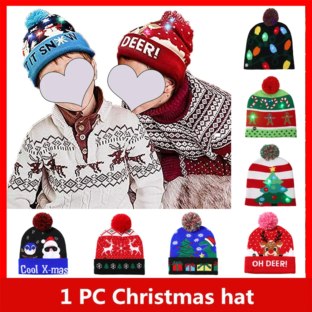 LED Christmas Hat Sweater Knitted Beanie Xmas Light Up Knitted Cap Kids Adult Christmas Gifts Navidad 2023 New Year Decorations
LED Christmas Hat Sweater Knitted Beanie Xmas Light Up Knitted Cap Kids Adult Christmas Gifts Navidad 2023 New Year Decorations