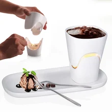Chocolate Fondue Cup Set Cheese Pot Serving Hot Pot High Temperature Firing 120ml Large Capacity Handmade for Cheese Ice Cream