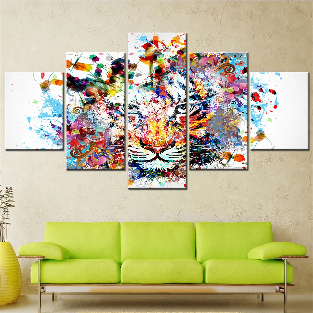 Abstract Colorful Tiger Wall Art Canvas Set 5 Panel Animal Painting for Living Room Decor Modular House Decoration Framed Poster
Abstract Colorful Tiger Wall Art Canvas Set 5 Panel Animal Painting for Living Room Decor Modular House Decoration Framed Poster