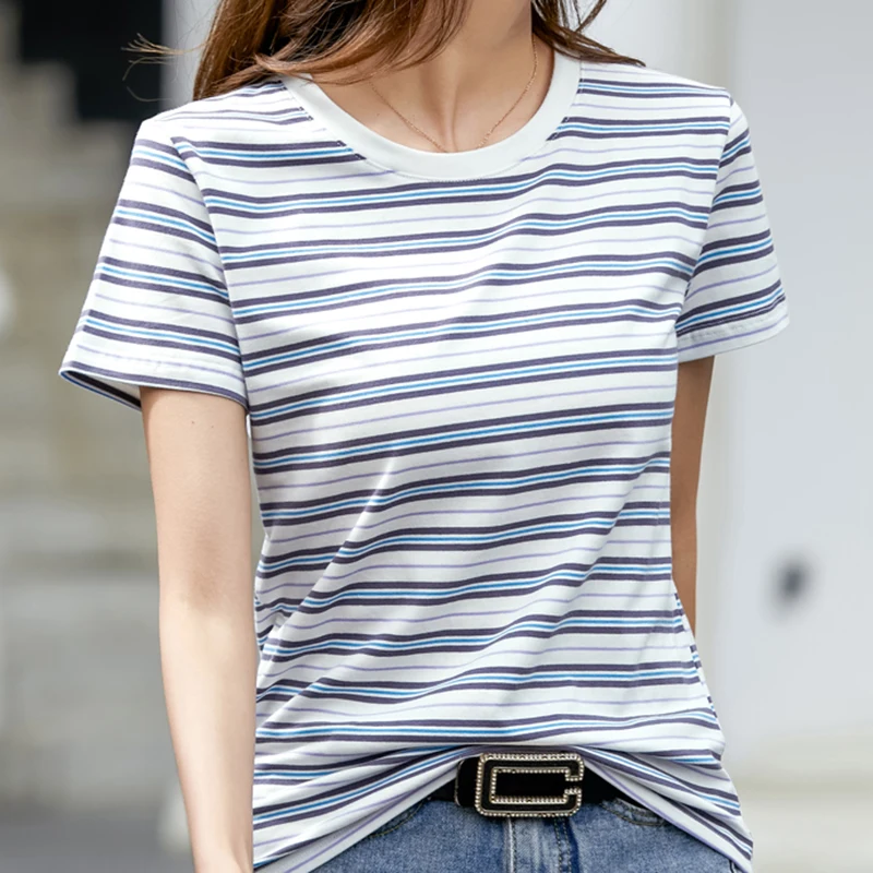 2022 Brand New Women's T-shirts Casual O Neck Striped Women T Shirt For Female Top Cotton Woman Clothes Basic Tees Poleras Mujer
2022 Brand New Women's T-shirts Casual O Neck Striped Women T Shirt For Female Top Cotton Woman Clothes Basic Tees Poleras Mujer