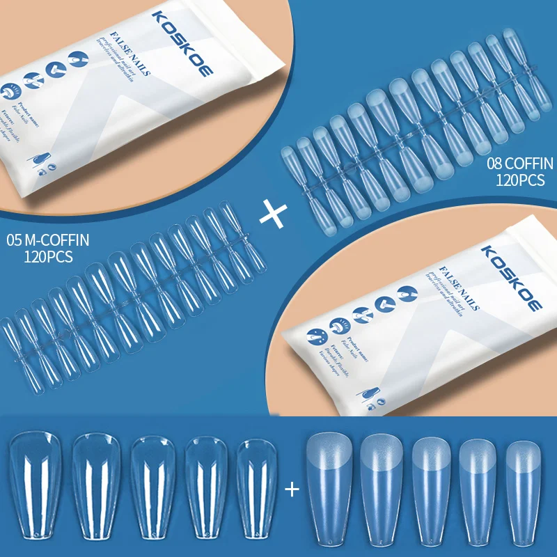 120/240pcs False Nails Clear Semi-Matte Almond Coffin Square Fake Nail Tips for Extension Nail Art Manicure tool 
120/240pcs False Nails Clear Semi-Matte Almond Coffin Square Fake Nail Tips for Extension Nail Art Manicure tool