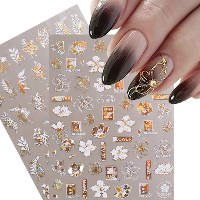 Nail Art Stickers Gold Black White Spring Summer Leaves Flower Sticker Geometric Holographic Self-Adhesive Slider Applique 
Nail Art Stickers Gold Black White Spring Summer Leaves Flower Sticker Geometric Holographic Self-Adhesive Slider Applique