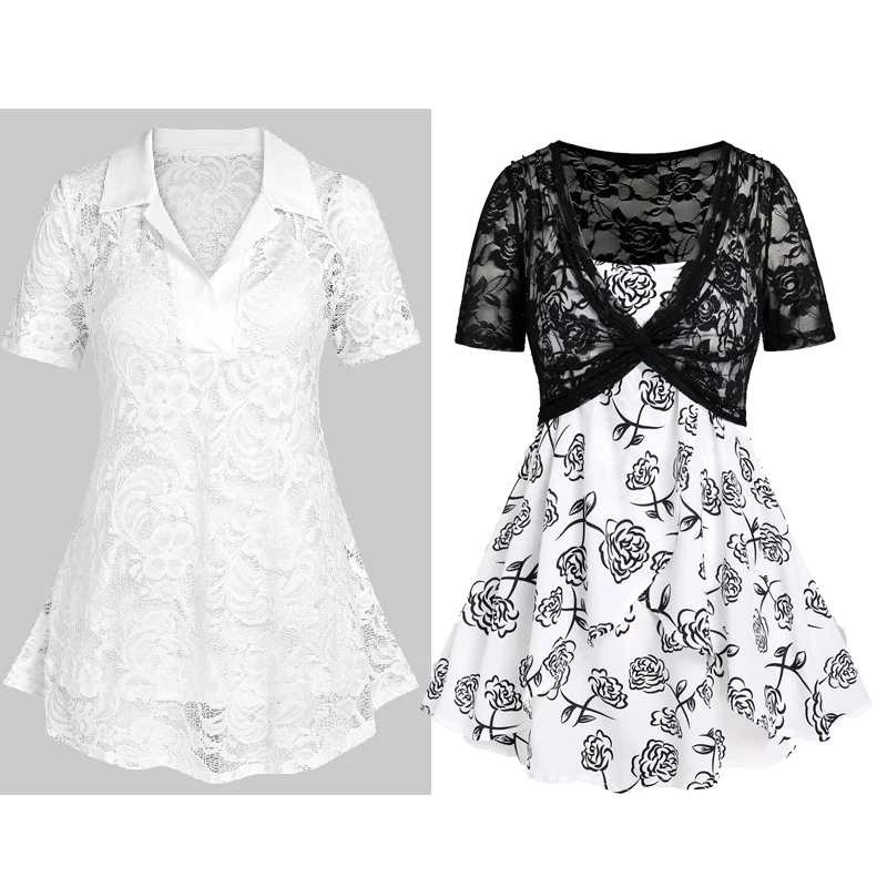 Women's Clothing Tank Tops Twin Set See Thru Lace T-Shir Tunic Hem Top Ladies Spring Summer Tees Blouse M-5XL
Women's Clothing Tank Tops Twin Set See Thru Lace T-Shir Tunic Hem Top Ladies Spring Summer Tees Blouse M-5XL