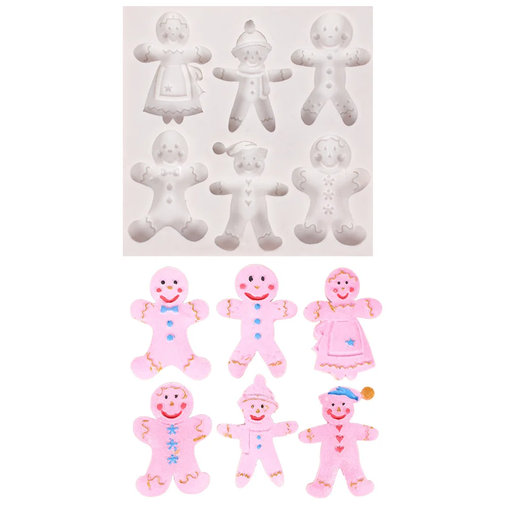 

Christmas Gingerbread Snowman Silicone Mold Xmas Series Fondant Chocolate Cake Decoration Candy Cookie Mould Kitchen Baking Tool