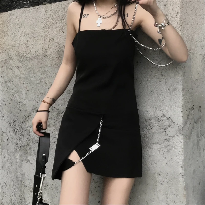 Irregular Design Metal Chain Sling Dress for Womens 2021 Summer Clothes Fashion Sexy Party Mini Dresses Girls Gothic Streetwear
Irregular Design Metal Chain Sling Dress for Womens 2021 Summer Clothes Fashion Sexy Party Mini Dresses Girls Gothic Streetwear