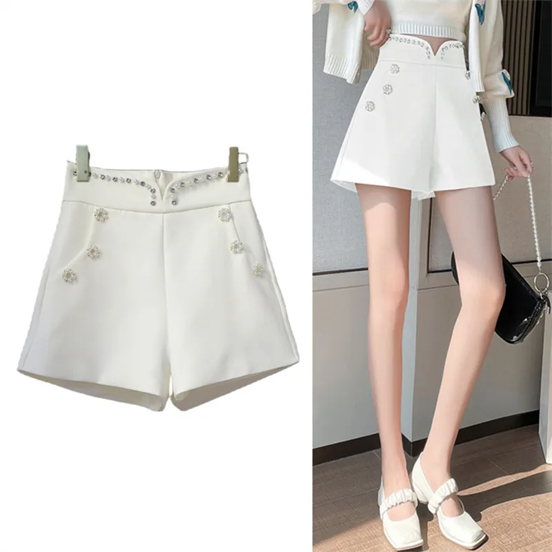 Shorts Female Summer Heavy Beaded Double Breasted High Waist Slimming Wide Leg Trousers Ladies All-match Shirts White Black
Shorts Female Summer Heavy Beaded Double Breasted High Waist Slimming Wide Leg Trousers Ladies All-match Shirts White Black