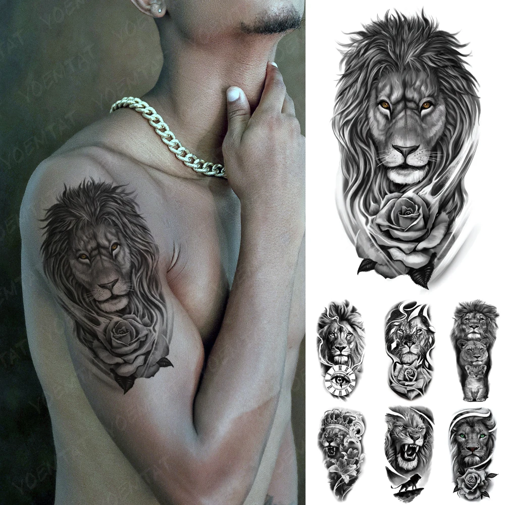 Waterproof Temporary Tattoo Stickers Lion Rose Crown Tiger Wolf Flash Tatto Women Men Animal Tribal Totem Body Art Fake Tattoos
Waterproof Temporary Tattoo Stickers Lion Rose Crown Tiger Wolf Flash Tatto Women Men Animal Tribal Totem Body Art Fake Tattoos