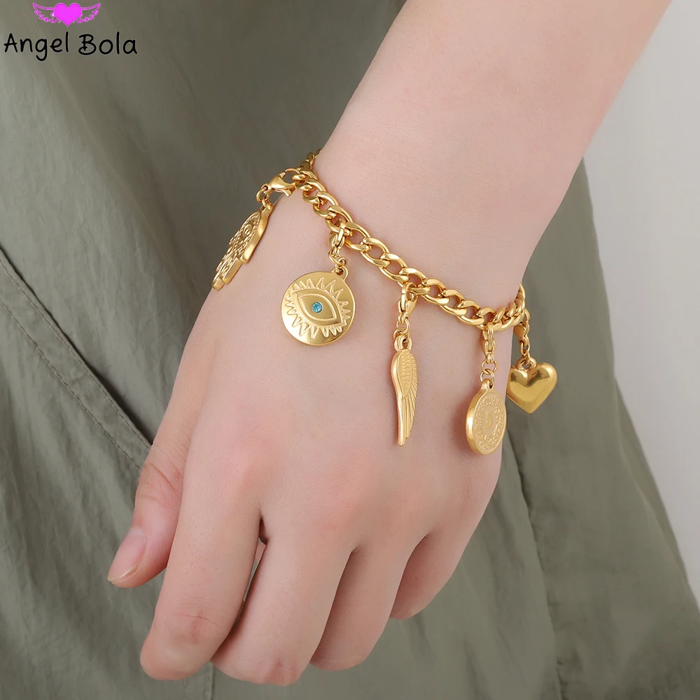 Punk Stainless Steel Pendant Bracelet for Women Portrait Coin Heart Angel Wings Palm Lock Charm Bracelets Jewelry Accessories
Punk Stainless Steel Pendant Bracelet for Women Portrait Coin Heart Angel Wings Palm Lock Charm Bracelets Jewelry Accessories