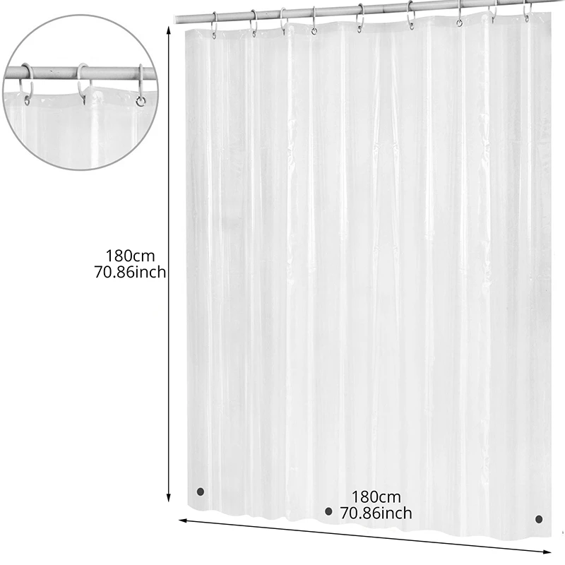 Hot 2X 180Cmx180cm Plastic Peva Waterproof Shower Curtain Transparent White Clear Bathroom Curtain Bath Curtain With Hooks
Hot 2X 180Cmx180cm Plastic Peva Waterproof Shower Curtain Transparent White Clear Bathroom Curtain Bath Curtain With Hooks