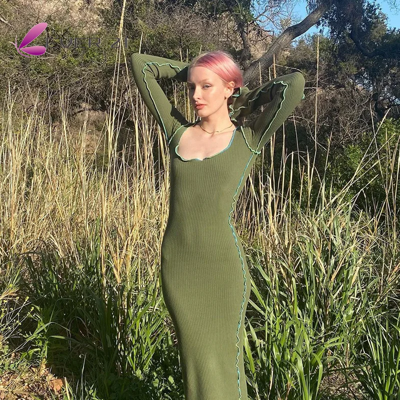 Goth Dark Grunge Fairycore Women Autumn Midi Dresses Casual Long Sleeve Bodycon Solid Pencil Dress Gothic Ribbed Green Outfits
Goth Dark Grunge Fairycore Women Autumn Midi Dresses Casual Long Sleeve Bodycon Solid Pencil Dress Gothic Ribbed Green Outfits